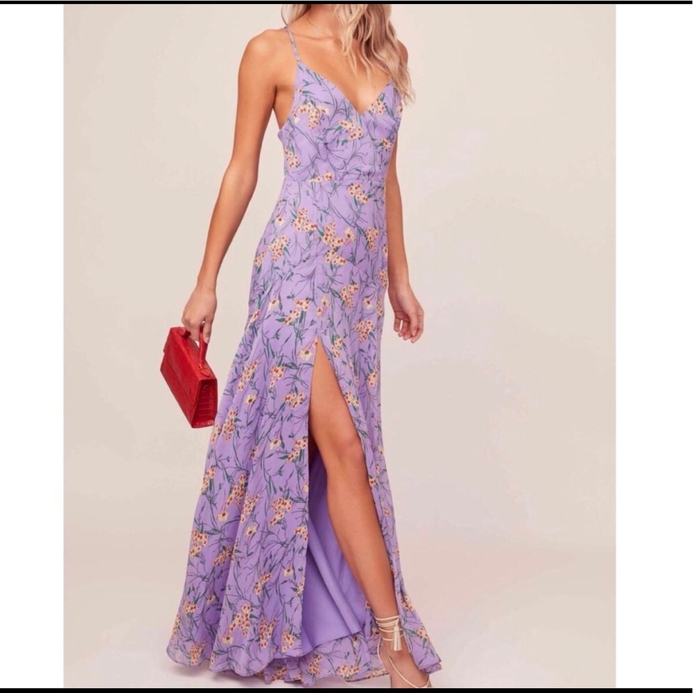 NWOT Astr purple Pandora floral maxi dress